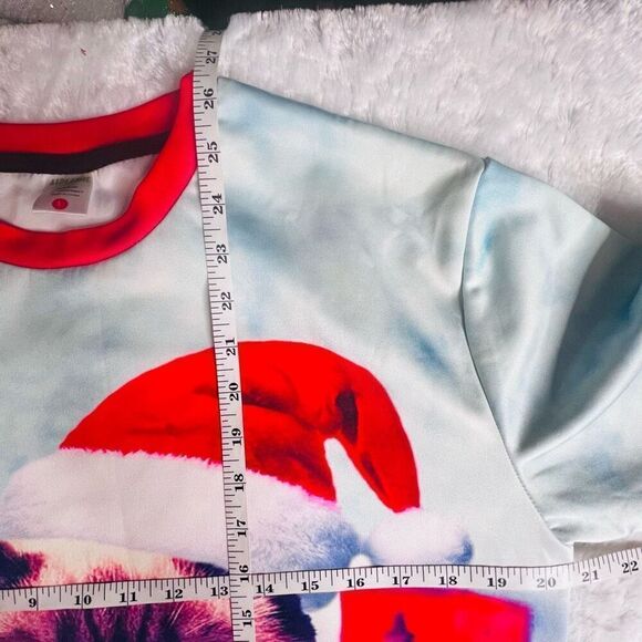 AideaOne Womens Multicolor Pre-Shrunk Santa Siamese Cat Pullover Shirt Large - Picture 4 of 4